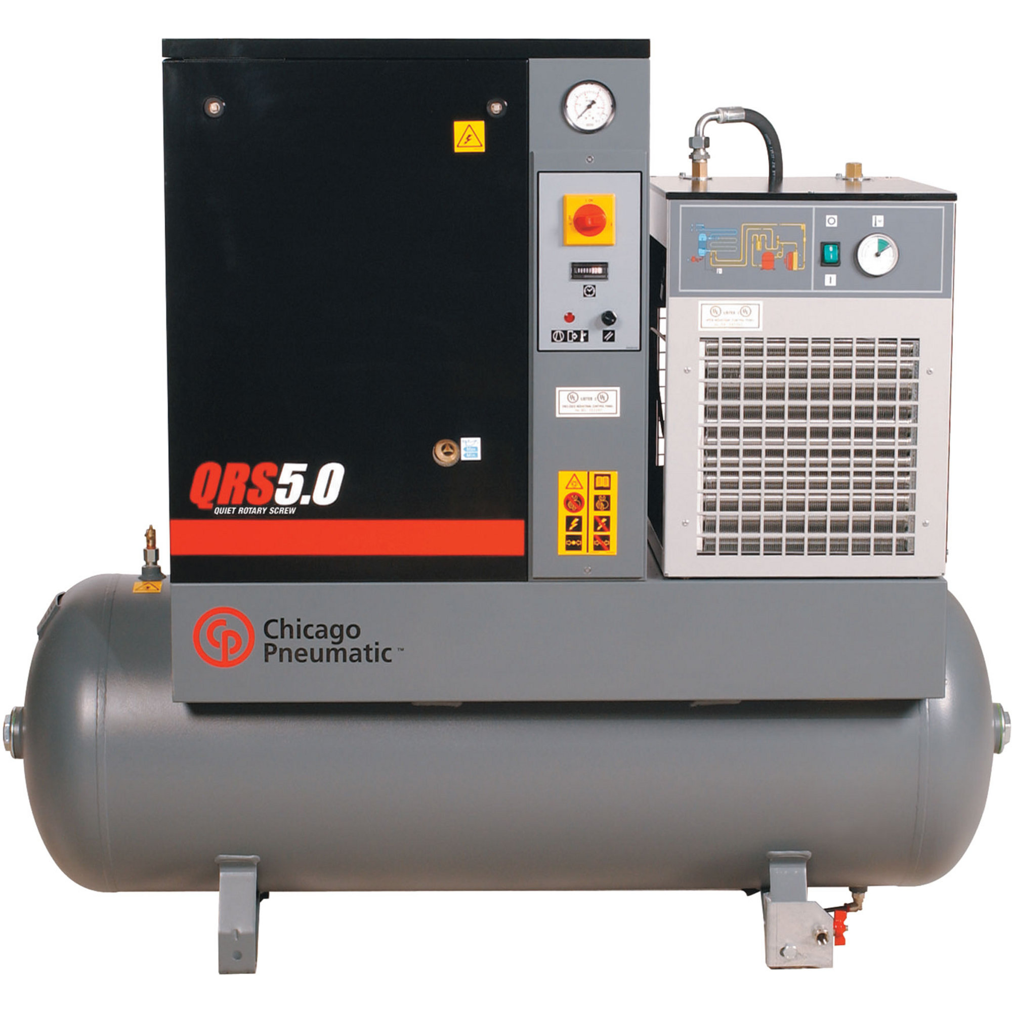 Chicago Pneumatic Quiet Rotary Screw Air Compressor with Dryer — 5 HP, 230 Volts, 3 Phase, Model# QRS5.0HP 208-230V/3